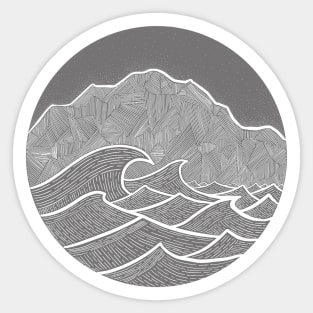 Mountain and Wave Sticker
